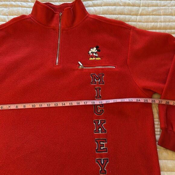 DISNEY VTG Men’s 1/4 Quarter Zip Mickey Mouse Spellout Fleece Jacket Size L - Picture 7 of 10